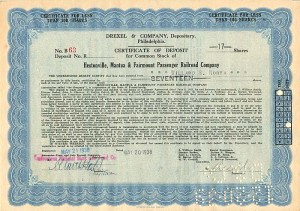 Hestonville, Mantua and Fairmount Passenger Railroad Co. - Stock Certificate